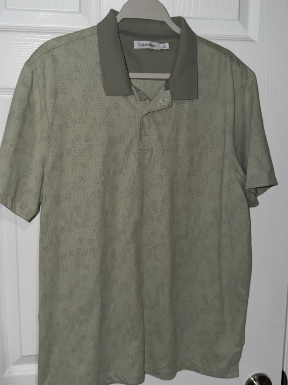 Calvin Klein Men's Sage Green Crewneck Polo